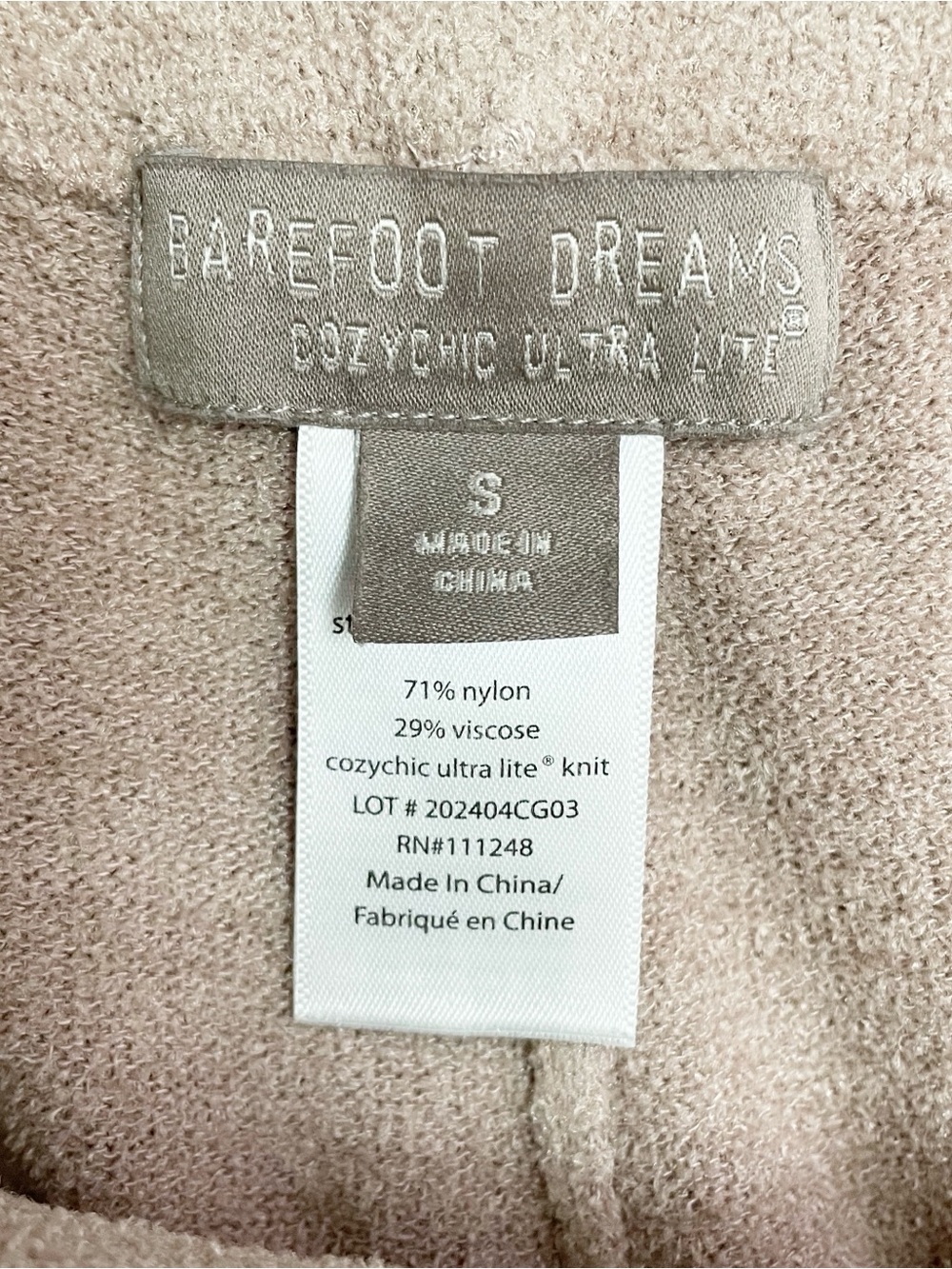 Barefoot Dreams CozyChic Ultra Lite Pajama Set Size Small Taupe V Neck Wide Leg - Picture 11 of 14